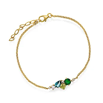 Pan Jewelry, Armbånd i forgylt 925 sølv med grønne zirkonia