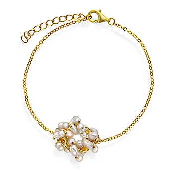 Perledrøm armbånd i 925 forgylt sølv med ferskvannsperler