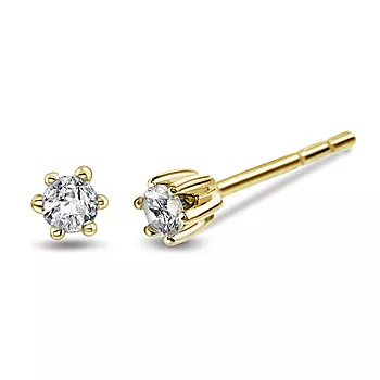 Pan Jewelry, Ingrid enstensøredobber i 585 gult gull 0,10 ct