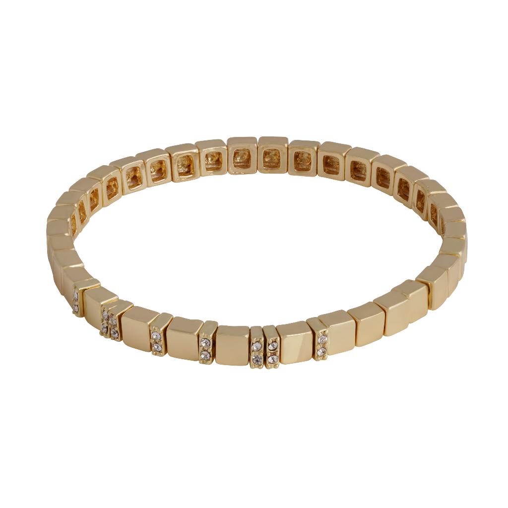 Brick armbånd i forgylt messing med strikk