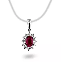 Pan Jewelry, Anheng i 585 hvitt gull med diamanter 0,16 ct og rubin