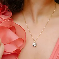 Bilde nummer 2 av Siena diamantsmykke i 585 gult gull 0,18 ct med grønn ametyst