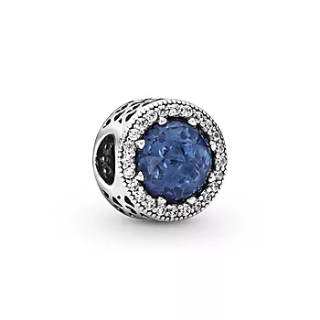 Pandora Moments, Charm i 925 sølv med blå krystall