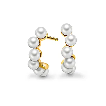 Perlefnugg øreringer i 925 forgylt sølv med ferskvannsperler