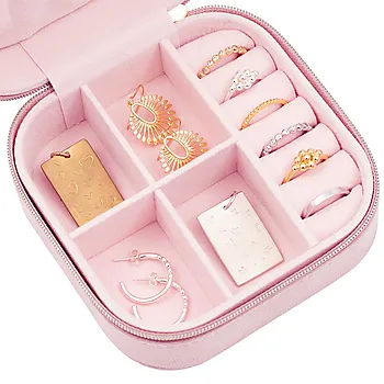 Bilde nummer 2 av Capri reisesmykkeskrin i rosa velour