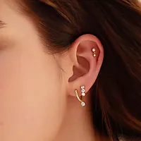 Bilde nummer 2 av Øreringer i 925 forgylt sølv med zirkonia