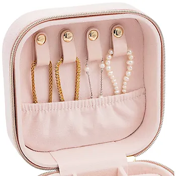 Bilde nummer 3 av Capri reisesmykkeskrin i rosa velour