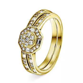 Pan Jewelry, Ring i 925 forgylt sølv med zirkonia