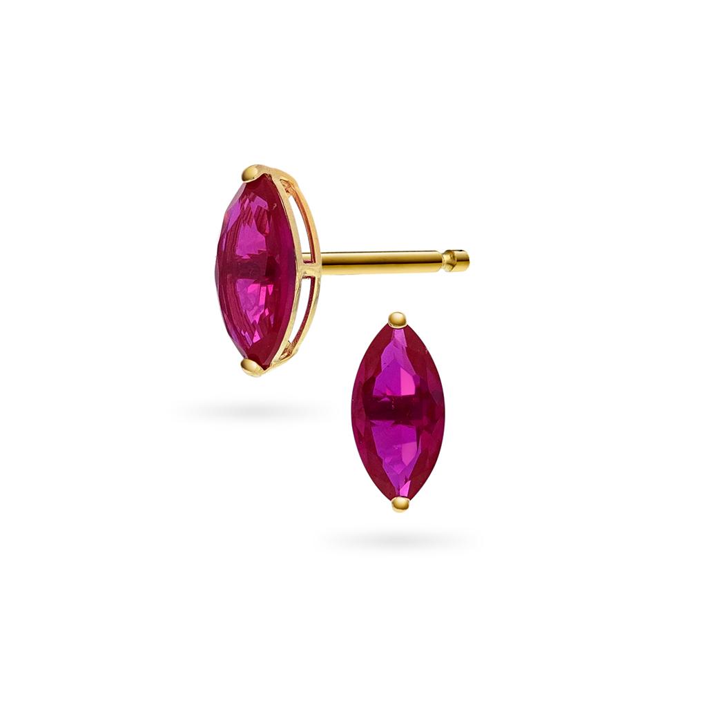Pan Jewelry, Øredobber i 585 gult gull med dyp rosa zirkonia