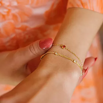Bilde nummer 2 av Pan Jewelry, Armbånd i 925 forgylt sølv med orange zirkonia