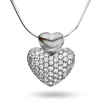 Pan Jewelry, Hjertesmykke i 925 sølv med zirkonia