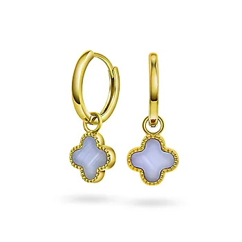 Pan Jewelry, Kløver øreringer i forgylt 925 sølv med lyseblå sodalitt