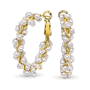 Perledrøm øreringer i 925 forgylt sølv med ferskvannsperler