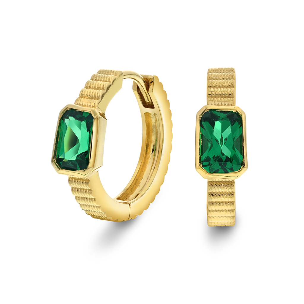 Janne Formoe by Pan Jewelry, Øreringer i forgylt 925 sølv med grønn zirkonia