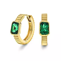 Janne Formoe by Pan Jewelry, Øreringer i forgylt 925 sølv med grønn zirkonia