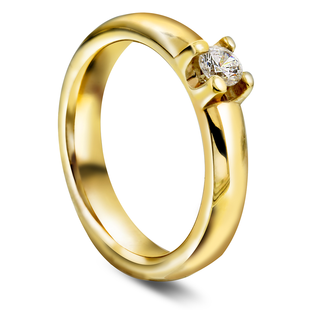 Giftering i 585 gult gull med diamant 0,20 ct | 4 mm bredde