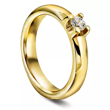 Giftering i 585 gult gull med diamant 0,20 ct | 4 mm bredde