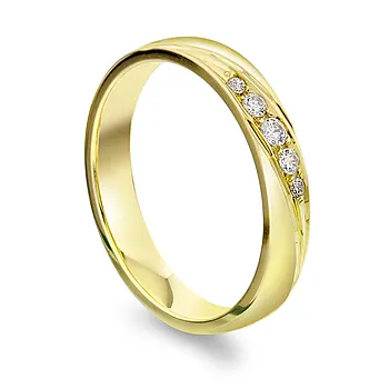 Giftering i 375 gult gull med diamanter 0,09 CT | 3,5 mm bredde