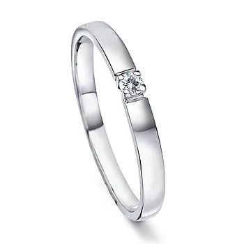 Liza alliansering i 585 hvitt gull med diamant 0,06 ct