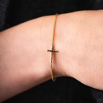 Bilde nummer 3 av Armbånd i 925 forgylt sølv med kors