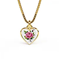 Smykke til barn i 925 forgylt sølv med rose hjerte
