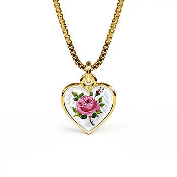 Smykke til barn i 925 forgylt sølv med rose hjerte