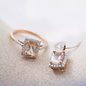 Bilde nummer 4 av Jacqueline anheng i 375 roségull med diamanter 0,20 ct med morganitt