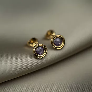 Bilde nummer 2 av Pan Jewelry, Øredobber i forgylt 925 sølv med ametyst