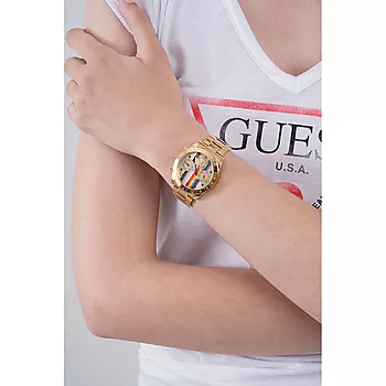 Bilde nummer 3 av Guess, Active Life dameklokke med gullfarget stållenke