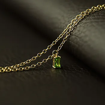 Bilde nummer 3 av Pan Jewelry, Ankelkjede i 925 forgylt sølv med grønn zirkonia, 25 cm
