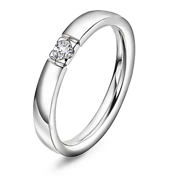 Pan Jewelry, Lady alliansering i 585 hvitt gull med diamant 0,10 ct TWSI