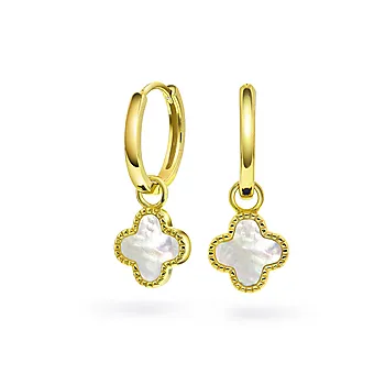 Pan Jewelry, Kløver øreringer i forgylt 925 sølv med perlemor