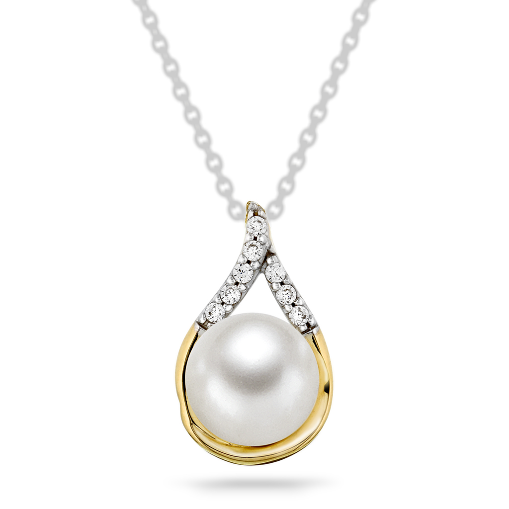 Pan Jewelry, Anheng i 585 gult gull med ferskvannsperle og zirkonia