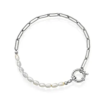 Pan Jewelry, Armbånd i 925 rhodinert sølv med ferskvannsperler