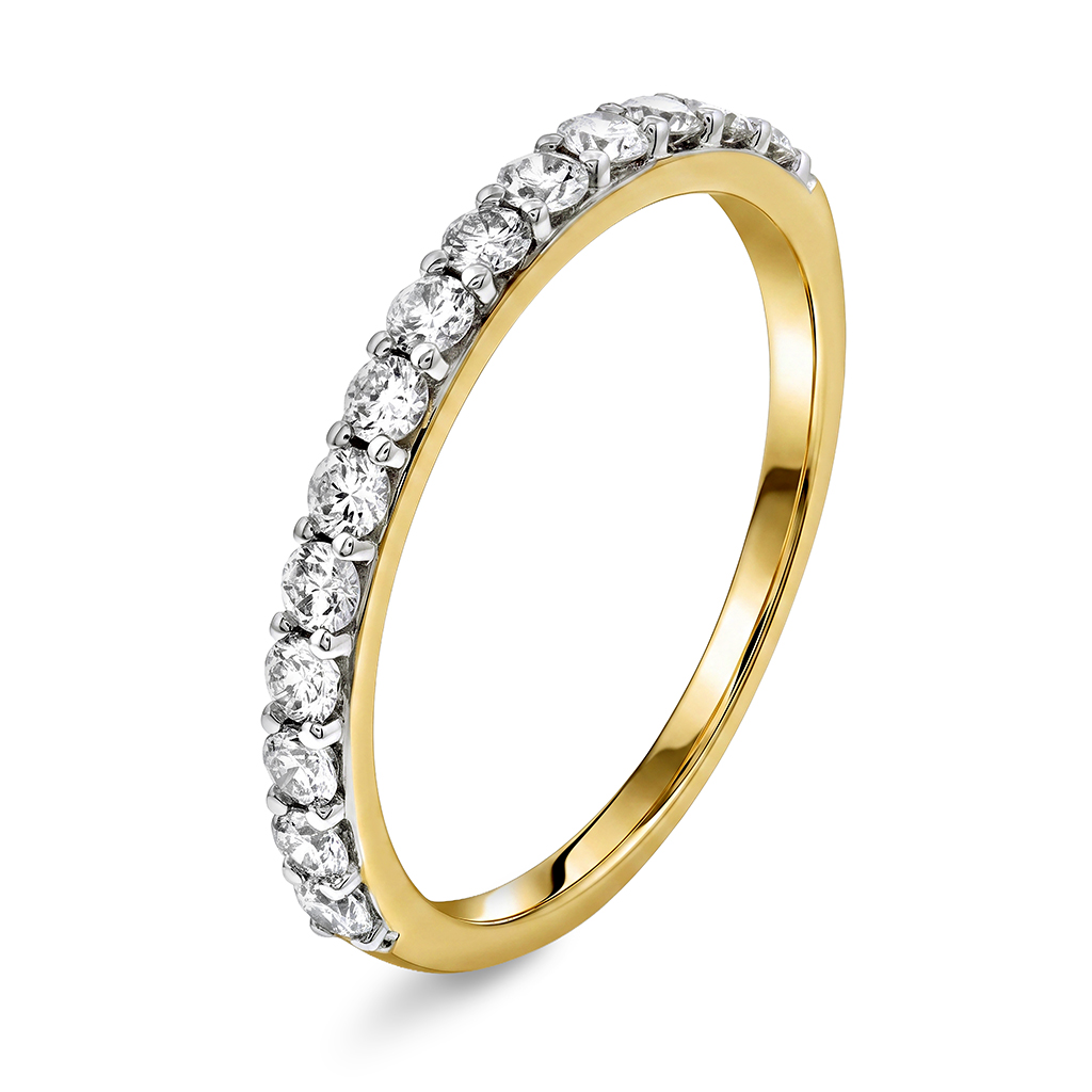 Carina diamantring i 375 gult gull 0,43 ct, str 60