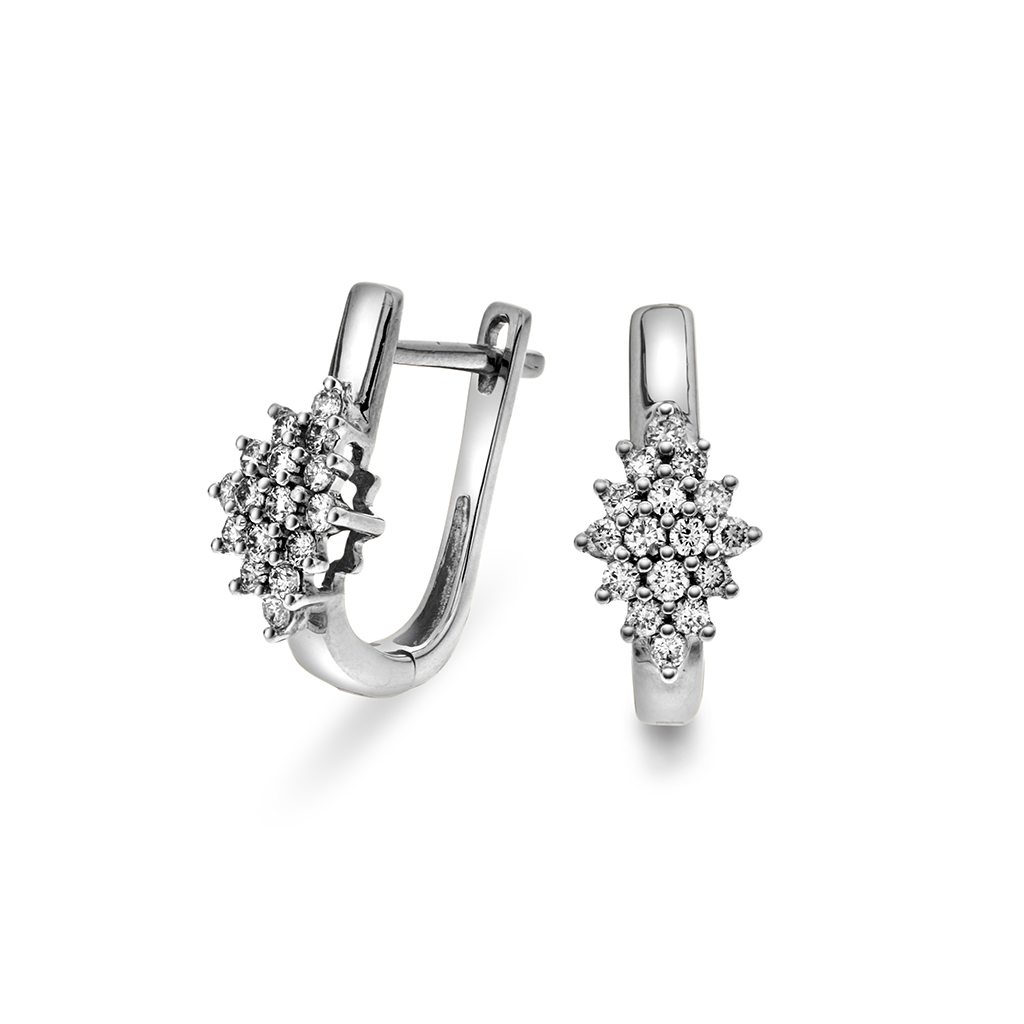 Pan Jewelry, Øreringer i 585 hvitt gull med diamanter 0,33 ct