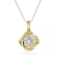 Pan Jewelry, Anheng i 585 gult gull med diamanter og blomst 0,25 ct
