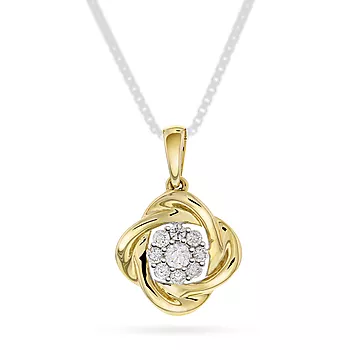 Pan Jewelry, Anheng i 585 gult gull med diamanter og blomst 0,25 ct