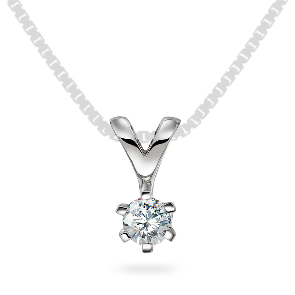 Olivia anheng i 585 hvitt gull med diamant 0,25 ct