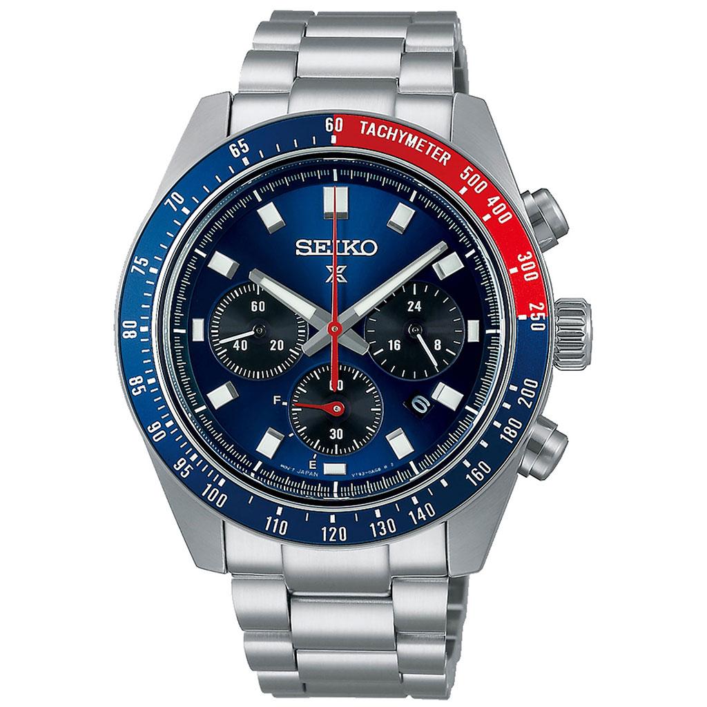 Seiko, Prospex Speedtimer Solar herreklokke med stållenke og kronograf