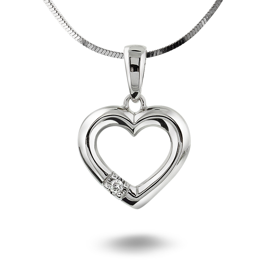 Pan Jewelry, Allianseanheng i 585 hvitt gull med diamant 0,03 ct