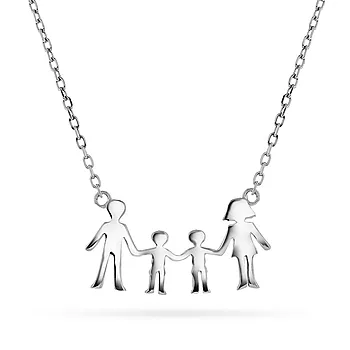 Familiesmykke i 925 sølv med mor, far og to sønner
