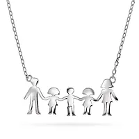 Familiesmykke i 925 sølv med mor, far, to døtre og en sønn