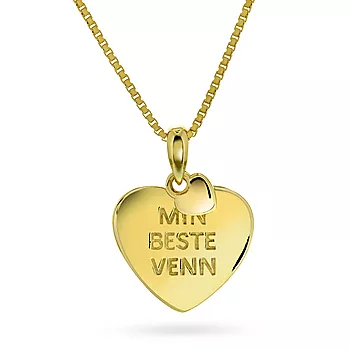 Pan Jewelry, Smykke i forgylt 925 sølv med tekst MIN BESTE VENN