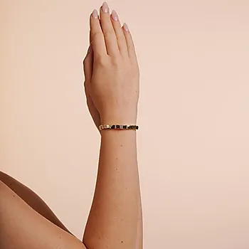 Bilde nummer 2 av Brick armbånd i forgylt messing med strikk