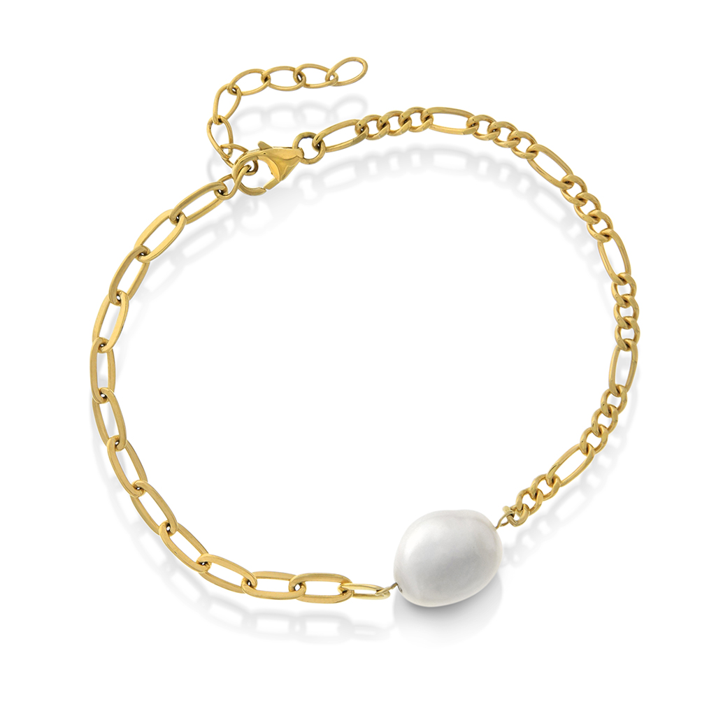 Pan Jewelry, Armbånd i 925 forgylt sølv med ferskvannsperle