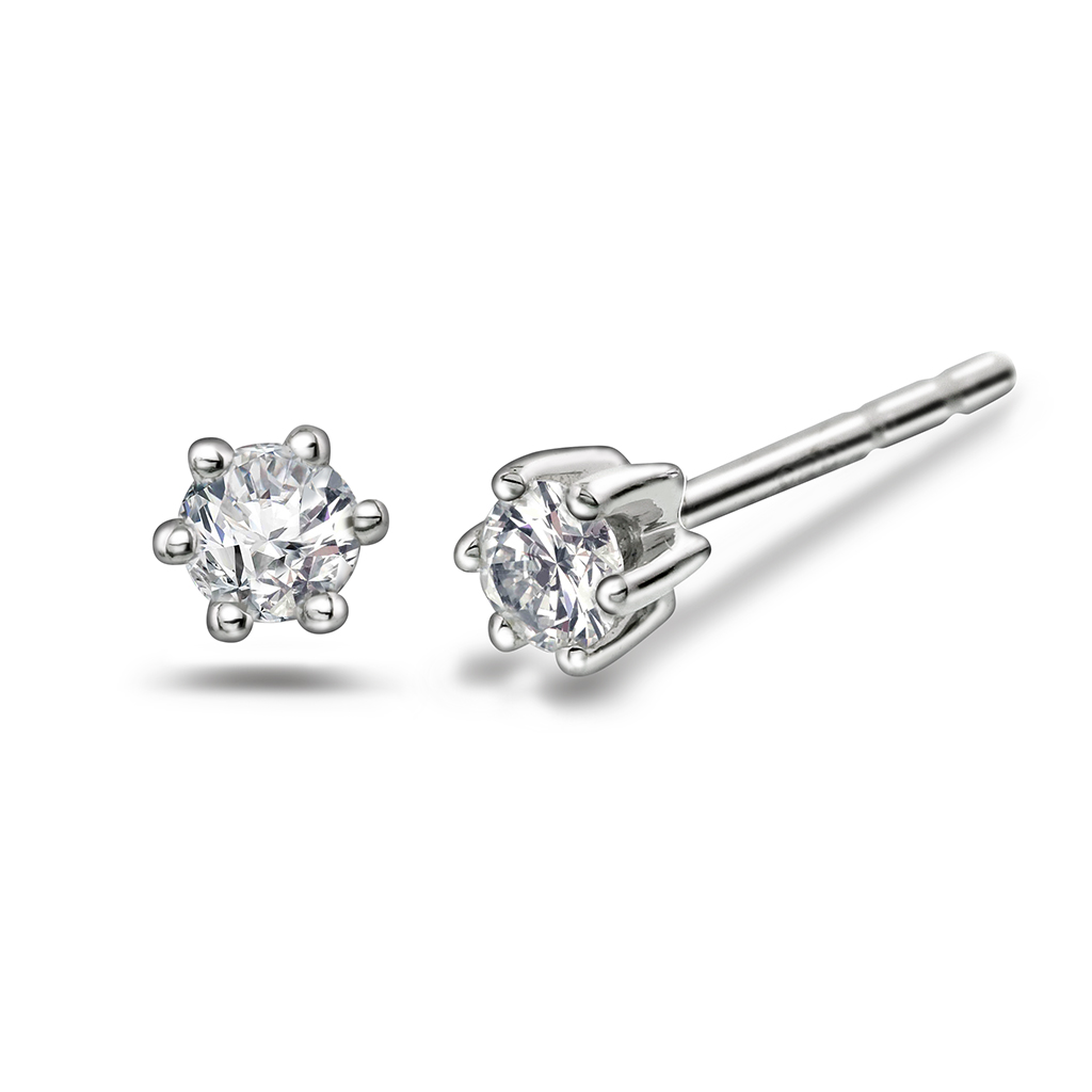 Pan Jewelry, Ingrid enstensøredobber i 585 hvitt gull 0,15 ct