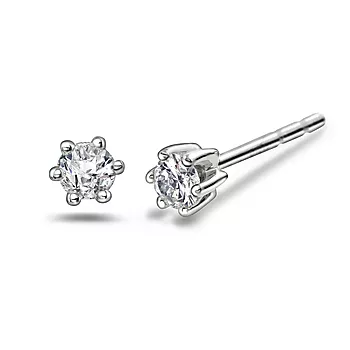 Pan Jewelry, Ingrid enstensøredobber i 585 hvitt gull 0,15 ct