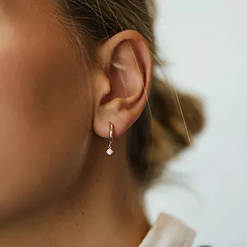 Bilde nummer 2 av Pan Jewelry, Øredobber i 585 gult gull med rosa zirkonia