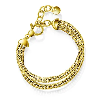 Pan Jewelry, Armbånd i forgylt 925 sølv 2 radet, 21 cm